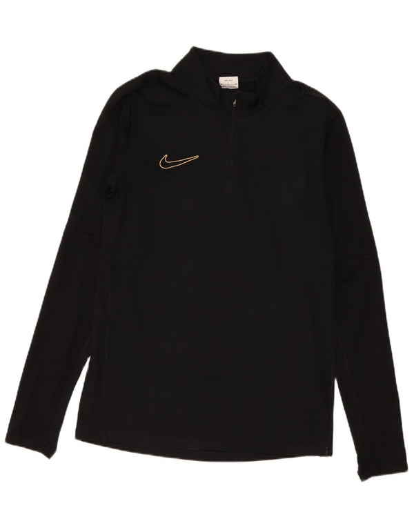 Nike Dri Fit majica s izrezom s patentnim zatvaračem Gornji dio trenirke mali crni poliester