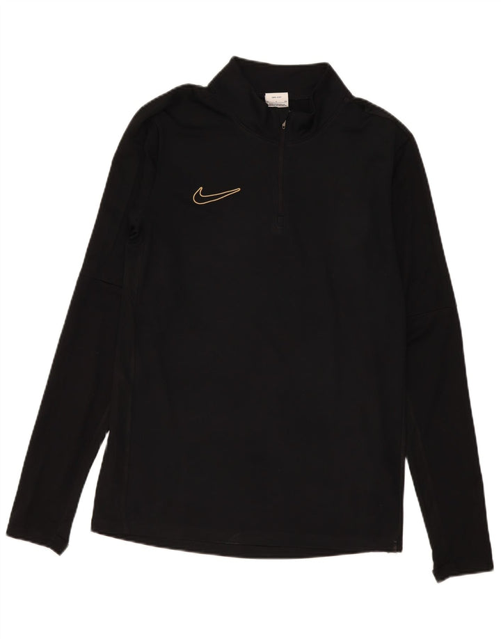 Nike Dri Fit majica s izrezom s patentnim zatvaračem Gornji dio trenirke mali crni poliester