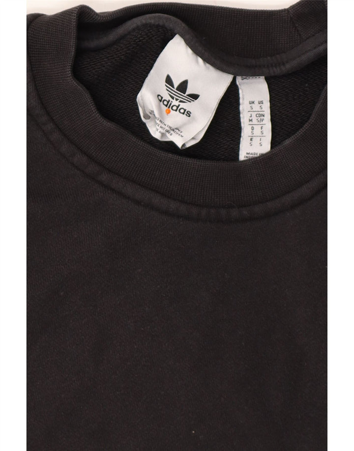 ADIDAS Mens Graphic Sweatshirt Jumper Small Black Cotton Vintage Adidas and Second-Hand Adidas from Messina Hembry 