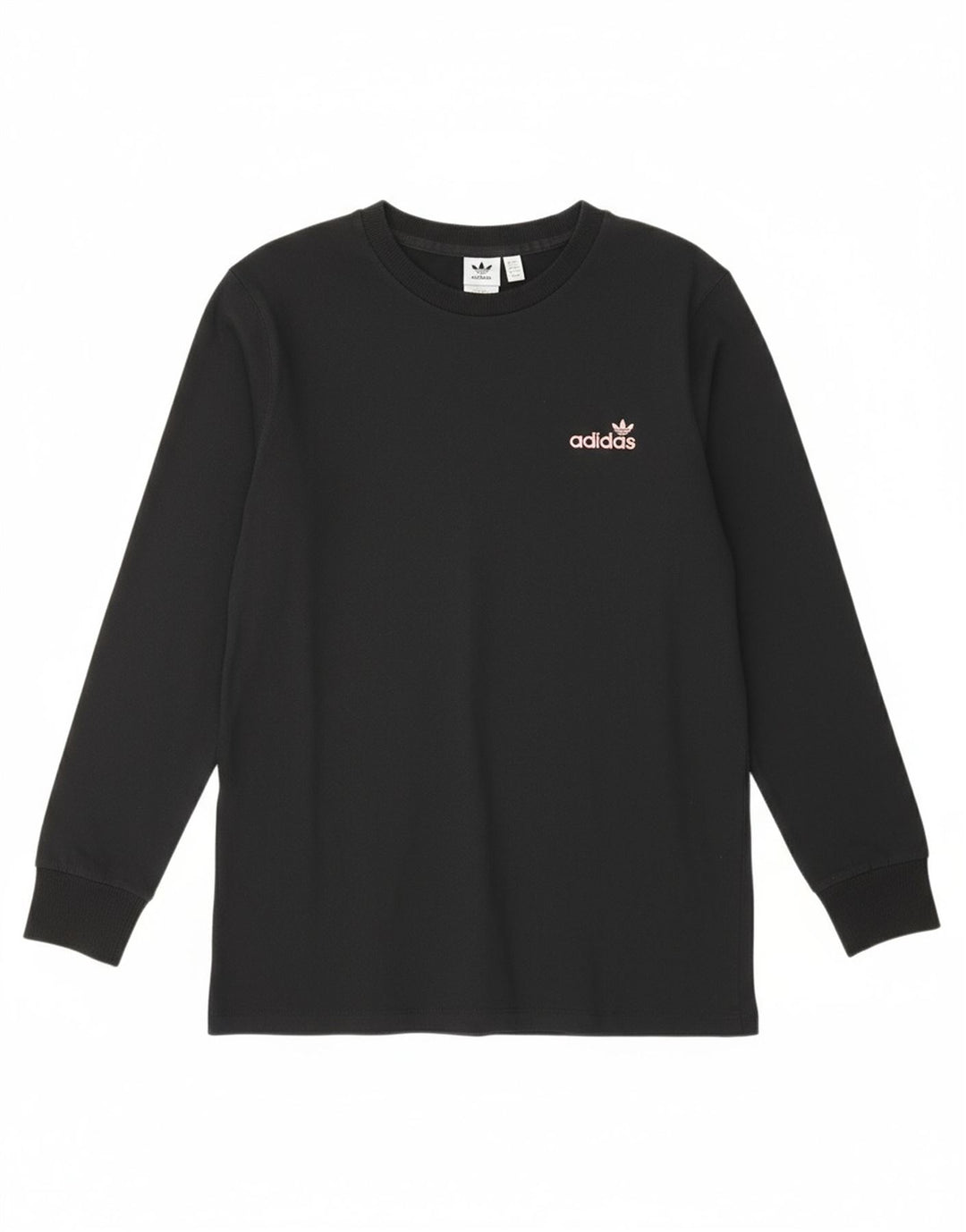 ADIDAS Womens Graphic Top Long Sleeve UK 12 Medium Black Cotton