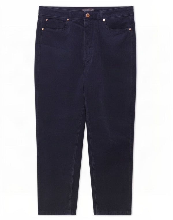 Marks & Spencer ženske hlače od samta UK 18 XL W36 L26 tamnoplavi pamuk