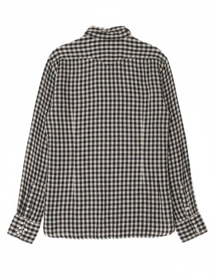 Stefanel muška vester košulja velika mornarsko plava gingham pamuk