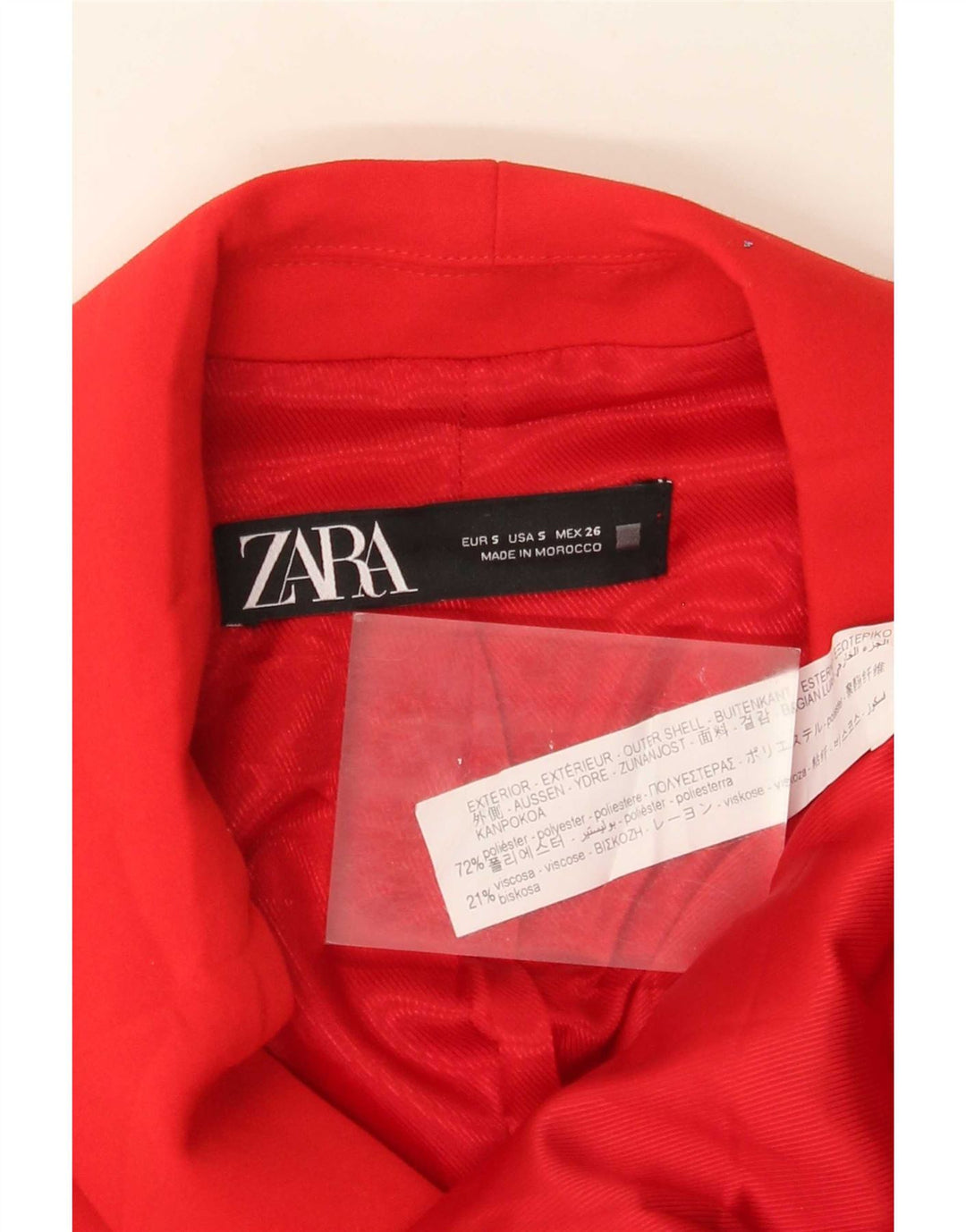 Zara ženski dvoredni dugi prsluk UK 10 Mali crveni poliester