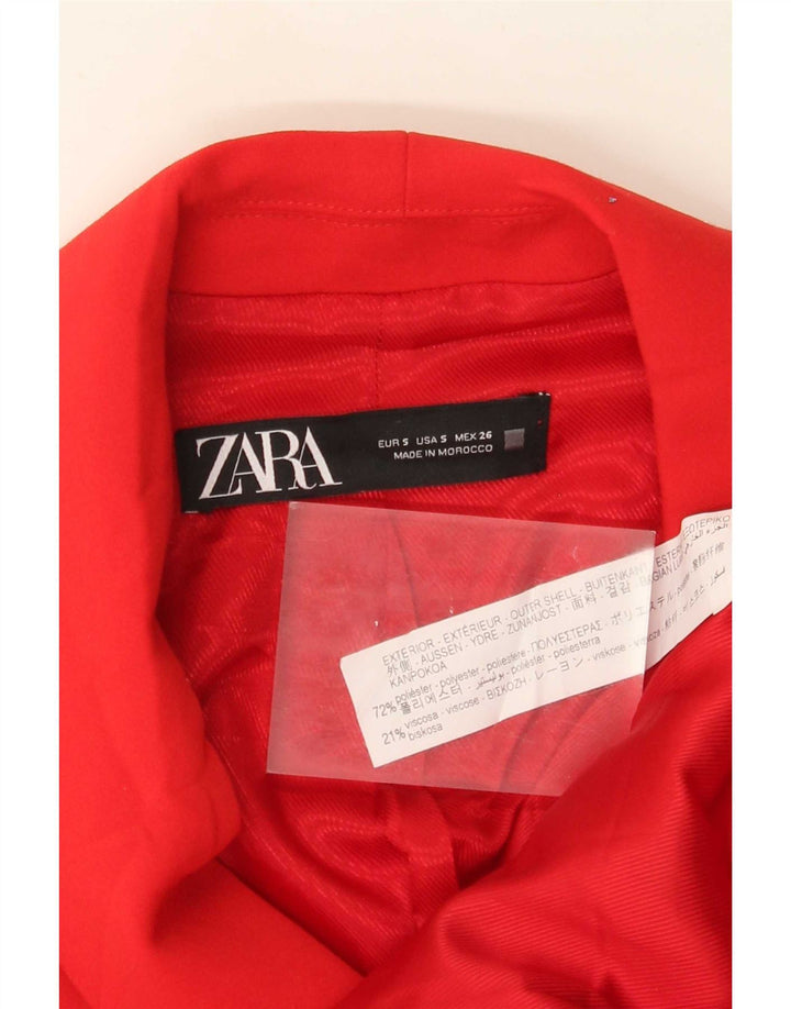 Zara ženski dvoredni dugi prsluk UK 10 Mali crveni poliester