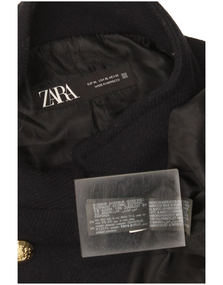 Zara ženski graškasti kaput UK 18 XL tamnoplava vuna