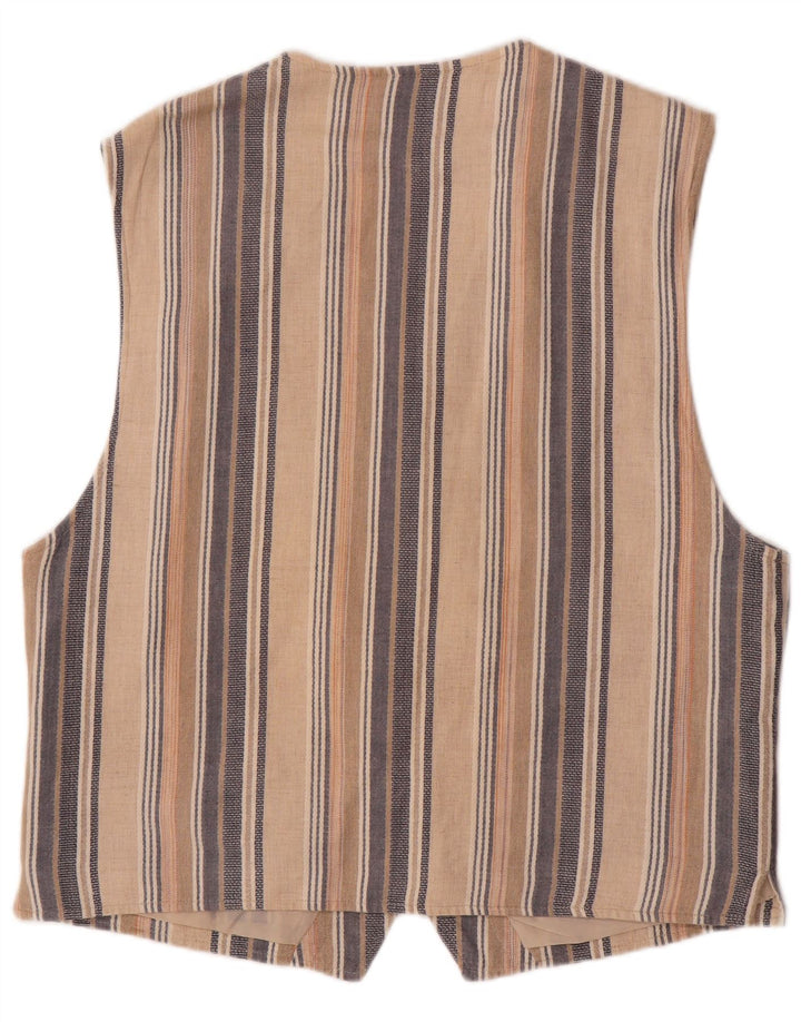 Vintage muški prsluk veliki bež prugasti pamuk