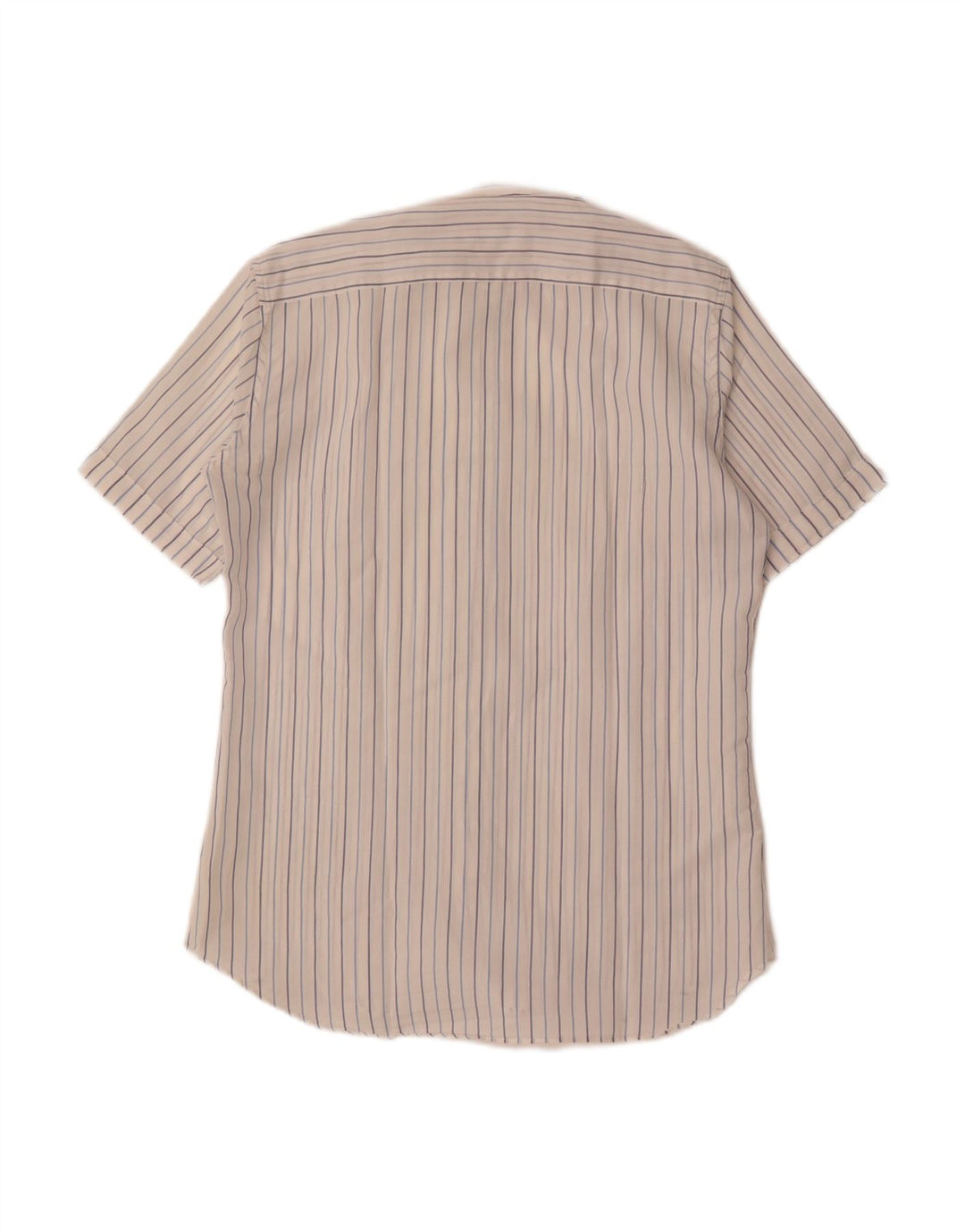 CALIPSO Mens Short Sleeve Shirt Size 39 15 1/2 Medium White Striped