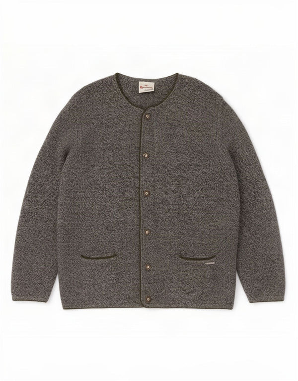 Kaufmann Mens Cardigan Sweater IT 56 2XL Grey Virgin Wool