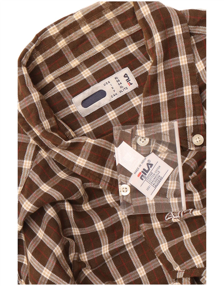 Fila muška flanelska košulja XL, smeđi karirani pamuk