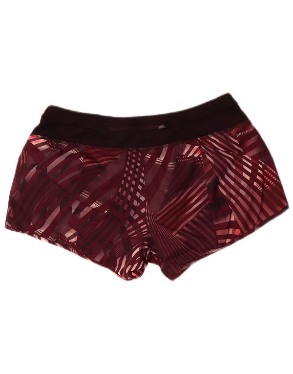Nike Ženske Dri Fit Sportske Kratke Hlače UK 14 Medium Burgundy Karirani Poliester