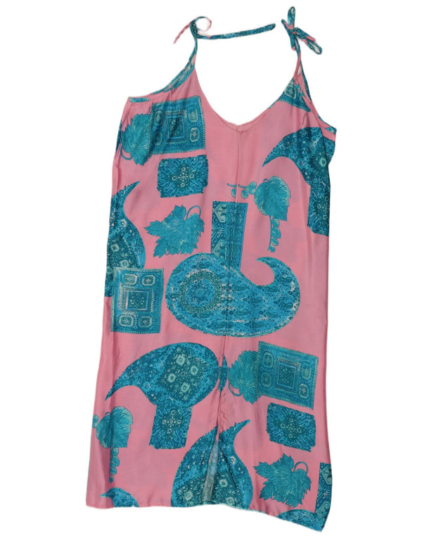 Vintage ženska slip haljina UK 12 srednje ružičasta paisley boja