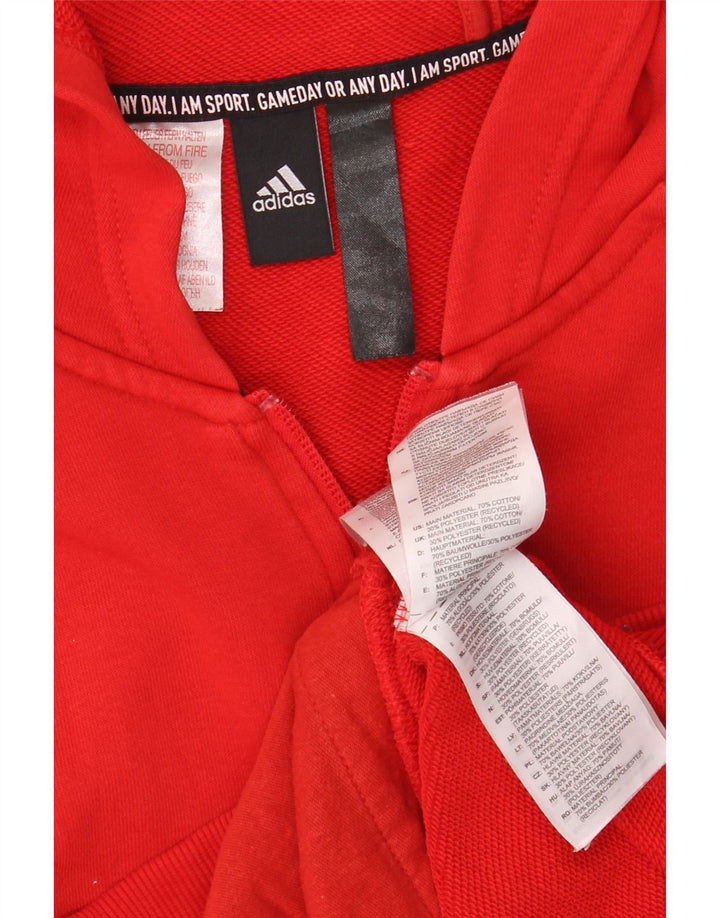 Adidas muški pulover s kapuljačom s patentnim zatvaračem srednje crvene boje