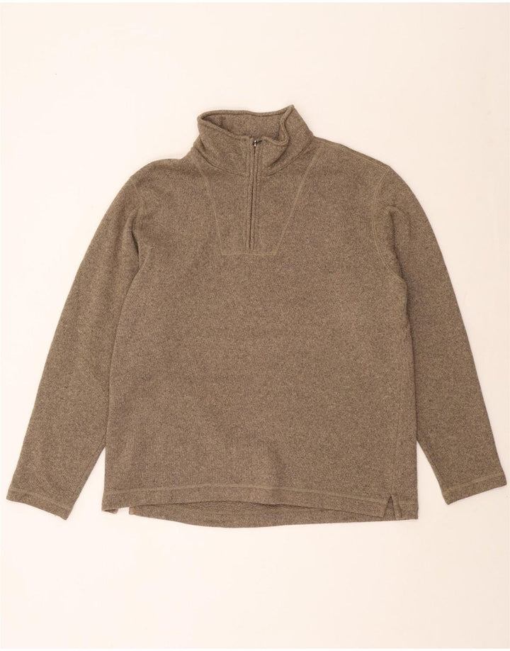 EDDIE BAUER Muška majica s izrezom s patentnim zatvaračem, veliki smeđi poliester