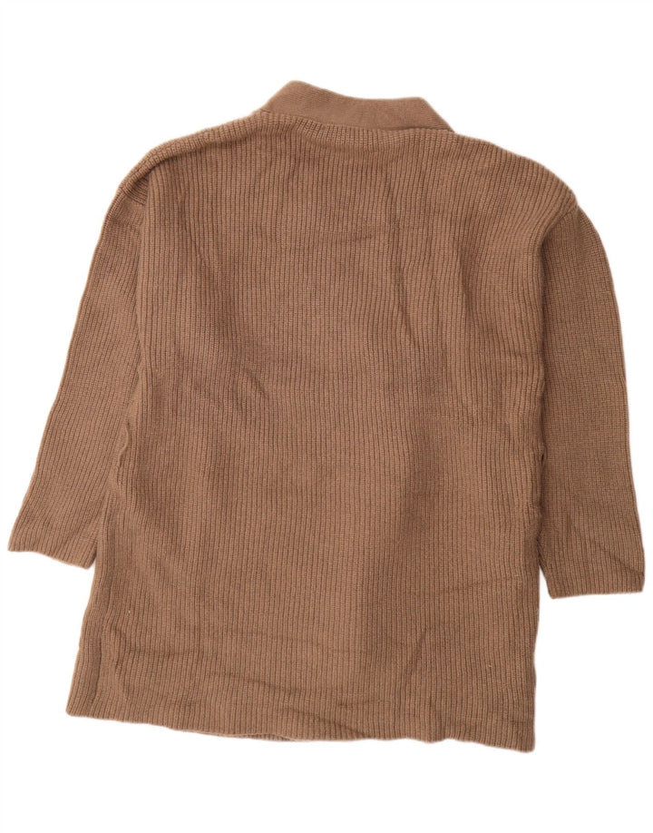 ZARA ženski prekomjerni otvoreni kardigan pulover UK 14 srednje smeđe boje