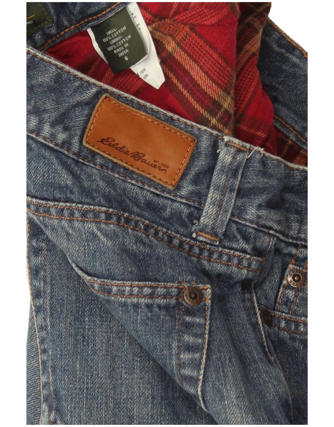 EDDIE BAUER Ženske ravne traperice US 6 srednje W30 L30 plavi pamuk