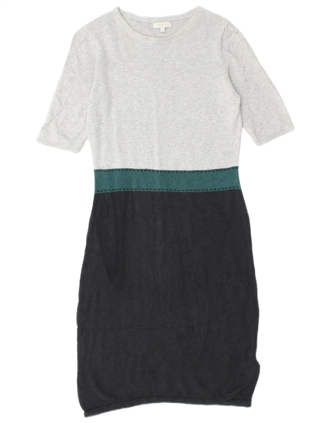 HOBBS Ženska džemper haljina kratkih rukava UK 10 Mala siva svila u blokovima boja