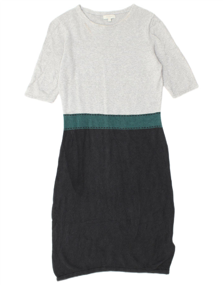 HOBBS Ženska džemper haljina kratkih rukava UK 10 Mala siva svila u blokovima boja