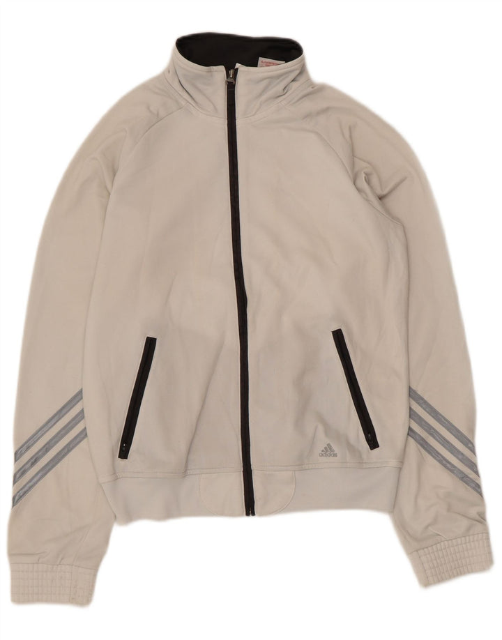 ADIDAS Boys Tracksuit Top Jacket 13-14 Years White Polyester