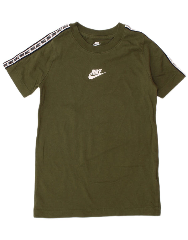 NIKE Boys Graphic T-Shirt Top 6-7 Years XS Khaki Colourblock Cotton