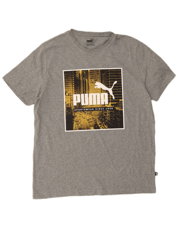 Puma Mens Graphic T-Shirt Top XL Grey Flecked Cotton