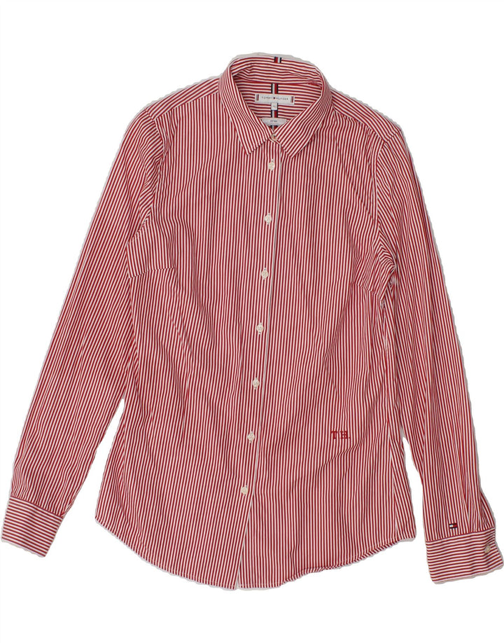 TOMMY HILFIGER Womens Fitted Shirt US 6 Medium Red Pinstripe Cotton Vintage Tommy Hilfiger and Second-Hand Tommy Hilfiger from Messina Hembry 