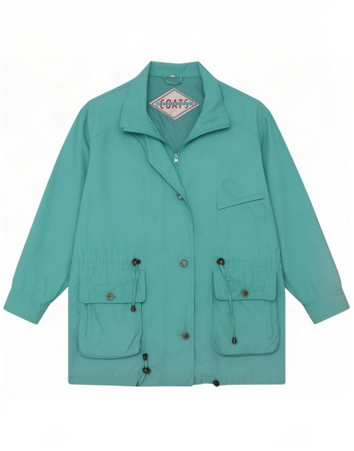 Vintage ženska prevelika parka jakna IT 46 veliki tirkizni poliester