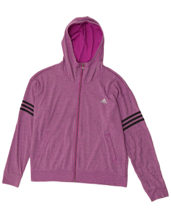 Adidas veliki ženski pulover s kapuljačom na patentni zatvarač UK 16/18 veliki ljubičasti poliester