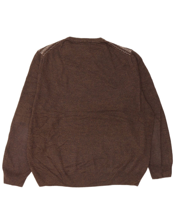 Dockers muški džemper s okruglim izrezom XL smeđi Fair Isle akril