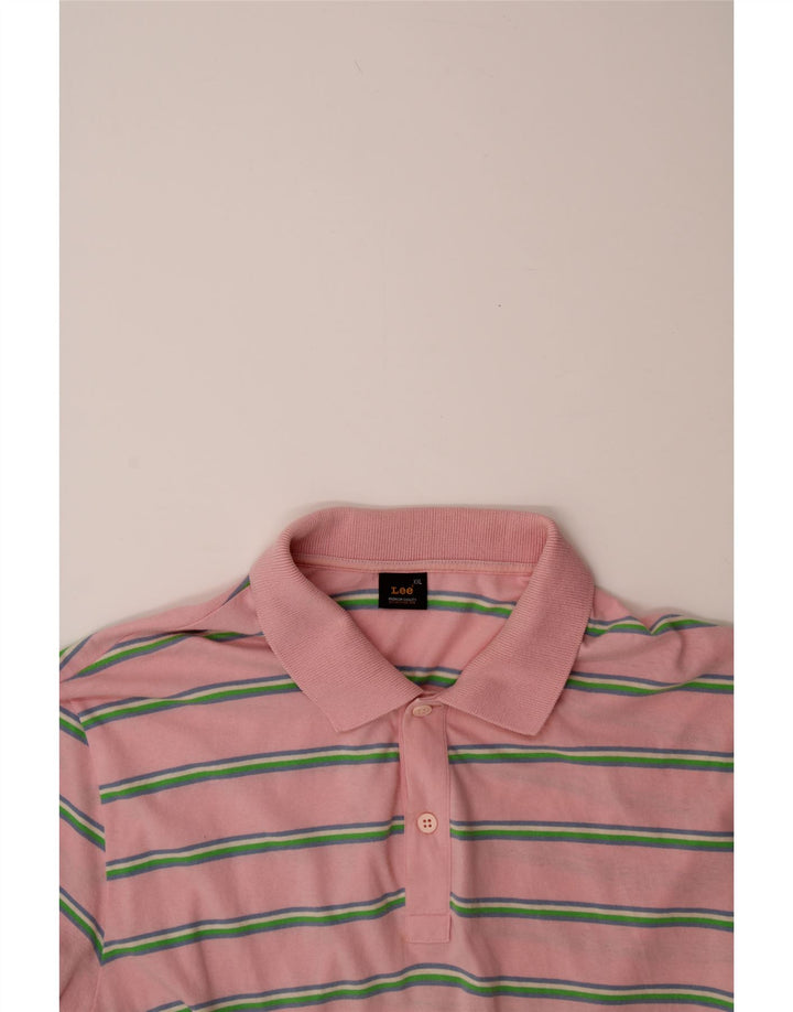 LEE Mens Polo Shirt 2XL Pink Striped Vintage Lee and Second-Hand Lee from Messina Hembry 