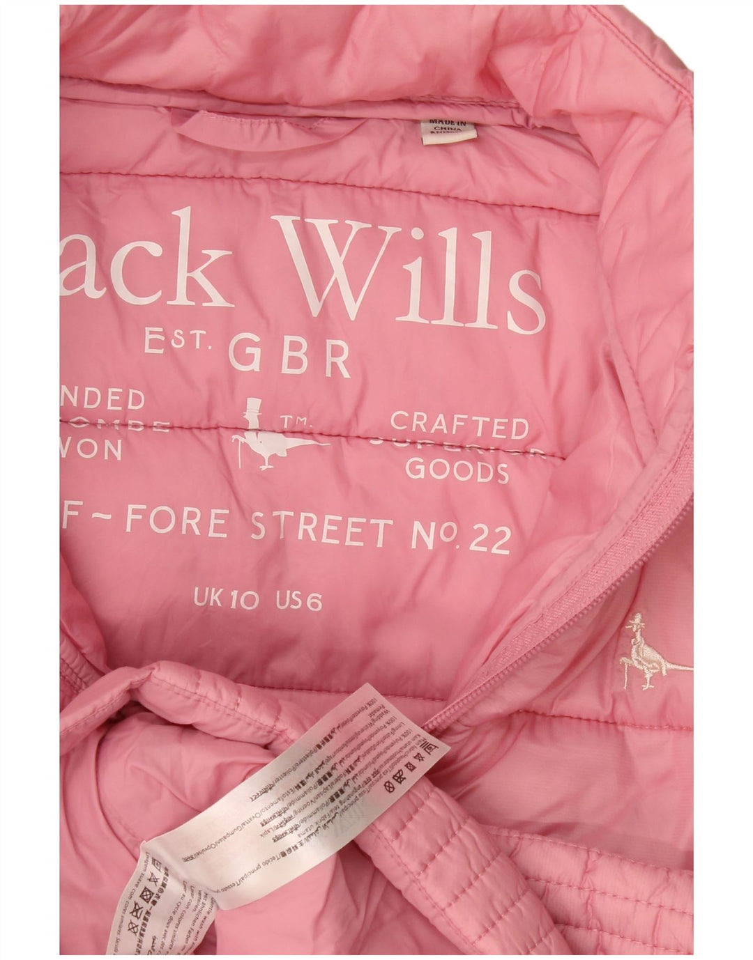 Jack Wills Ženska podstavljena jakna UK 10 Mali ružičasti poliamid