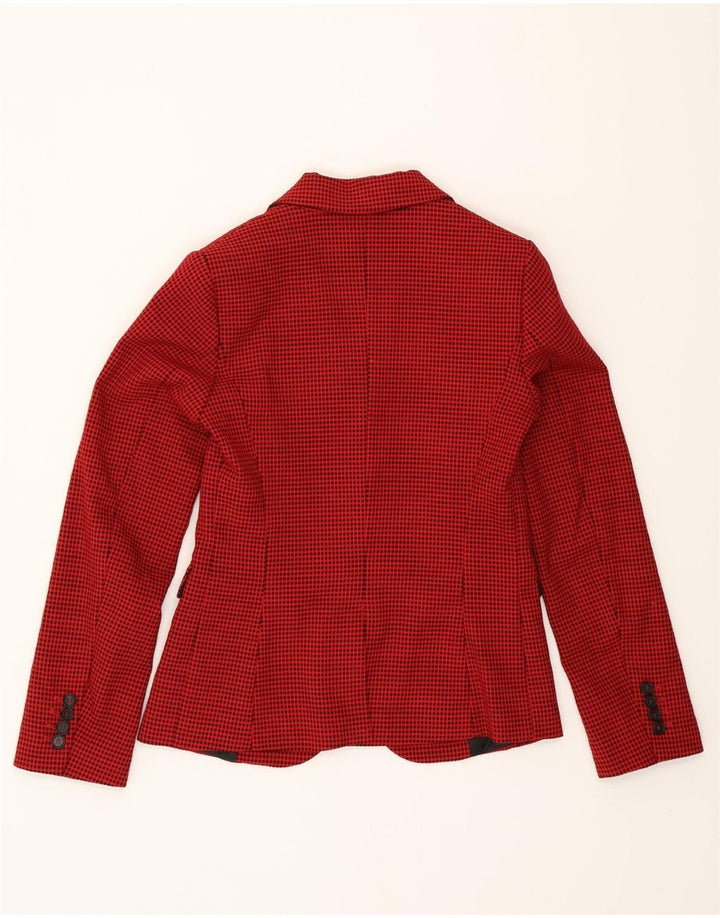BENETTON Womens 3 Button Blazer Jacket UK 8 Small  Red Spotted Polyester Vintage Benetton and Second-Hand Benetton from Messina Hembry 