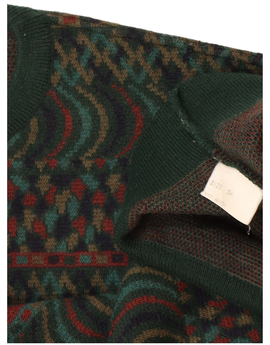VINTAGE muški džemper s okruglim izrezom IT 54 XL Green Fair Isle vuna