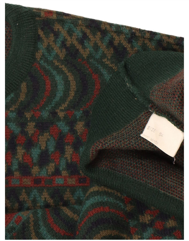 VINTAGE muški džemper s okruglim izrezom IT 54 XL Green Fair Isle vuna