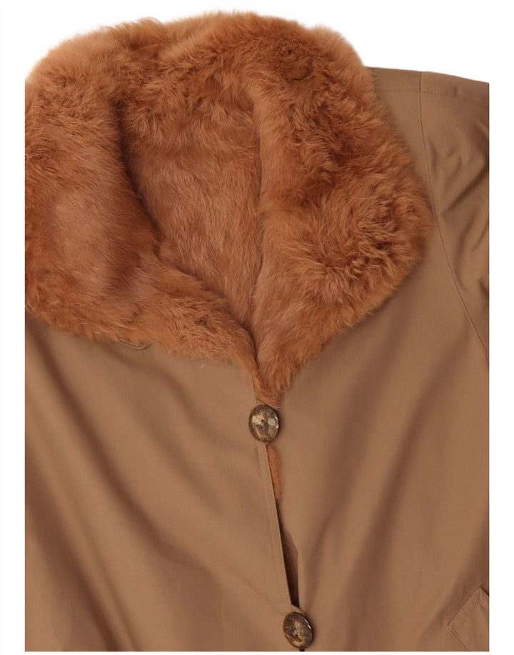 Vintage ženski šerpa kaput UK 14 veliki bež poliester