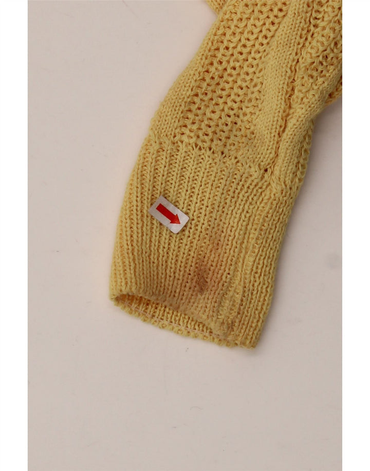 VINTAGE ženski džemper s morskim izrezom UK 12 Srednje žuti akril