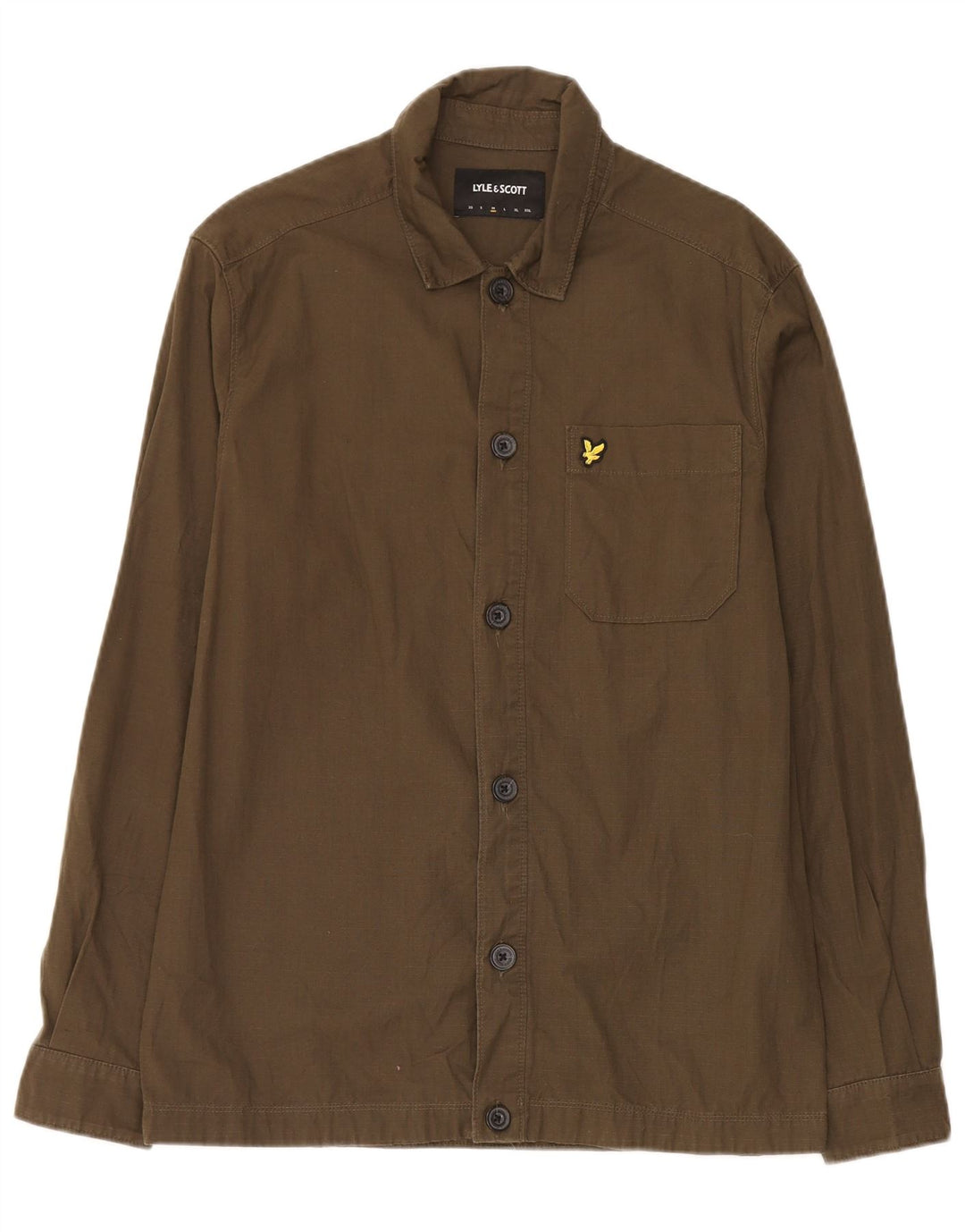 Muška košulja Lyle & Scott, srednji kaki pamuk