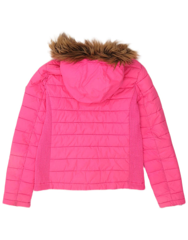 Superdry ženska podstavljena jakna s kapuljačom UK 14 veliki ružičasti poliester