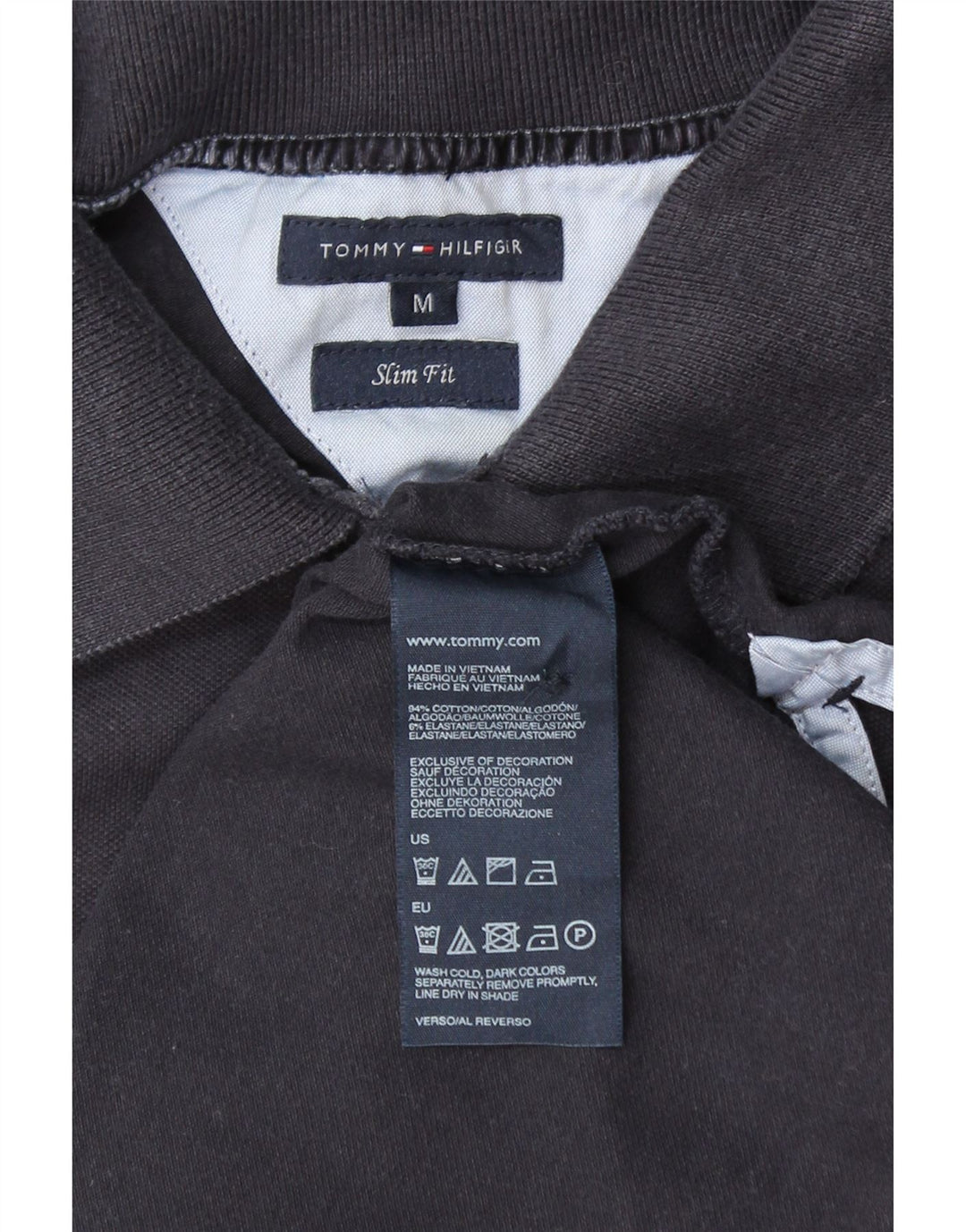 TOMMY HILFIGER Ženska uska polo majica UK 12 Srednje tamnoplava