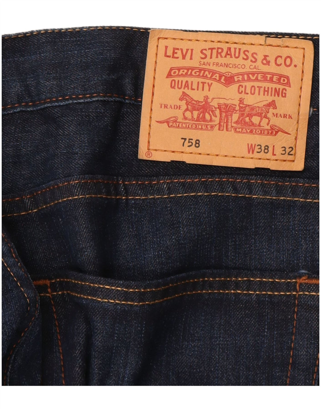 LEVI'S muške 758 ravne traperice W38 L32 tamnoplavi pamuk