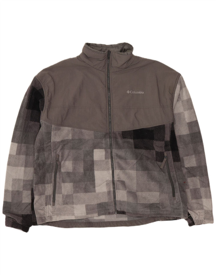 COLUMBIA Muška jakna od flisa za razmjenu UK 44 2XL sivi geometrijski poliester