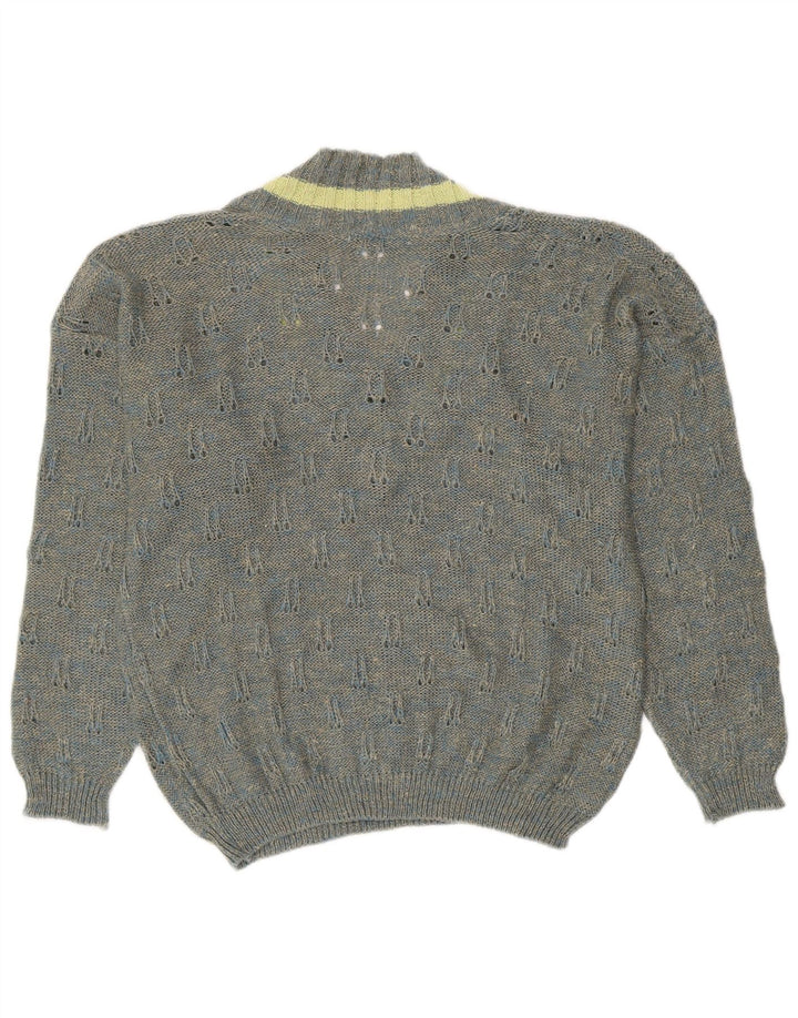 VINTAGE ženski džemper s V-izrezom UK 18 XL sivi