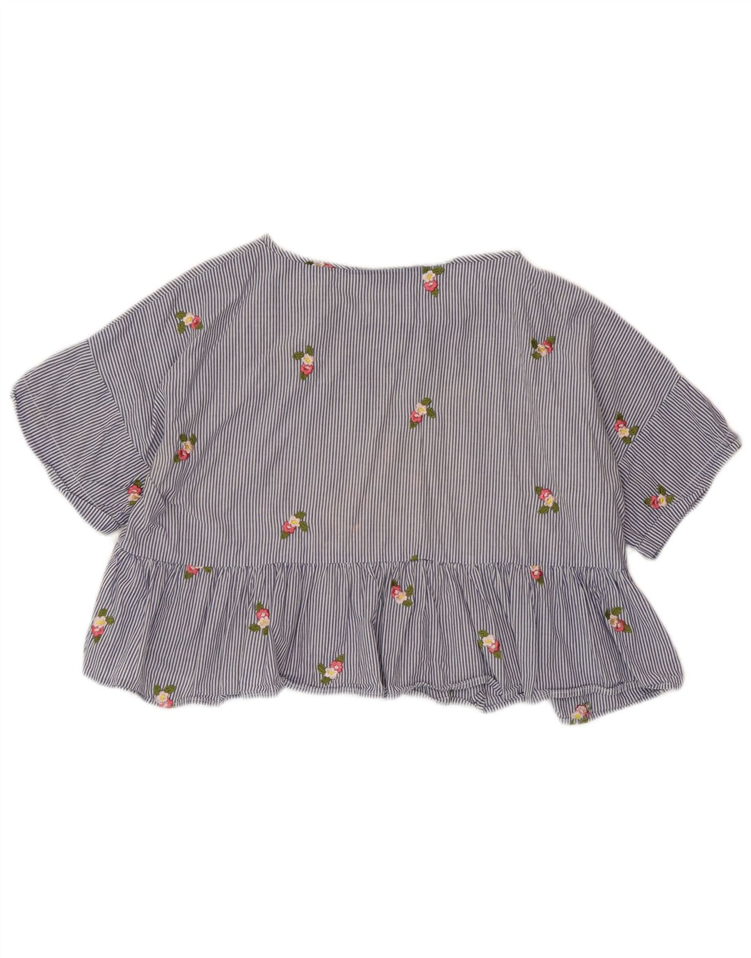 ZARA ženski gornji dio kratke bluze UK 14 srednje plave pruge