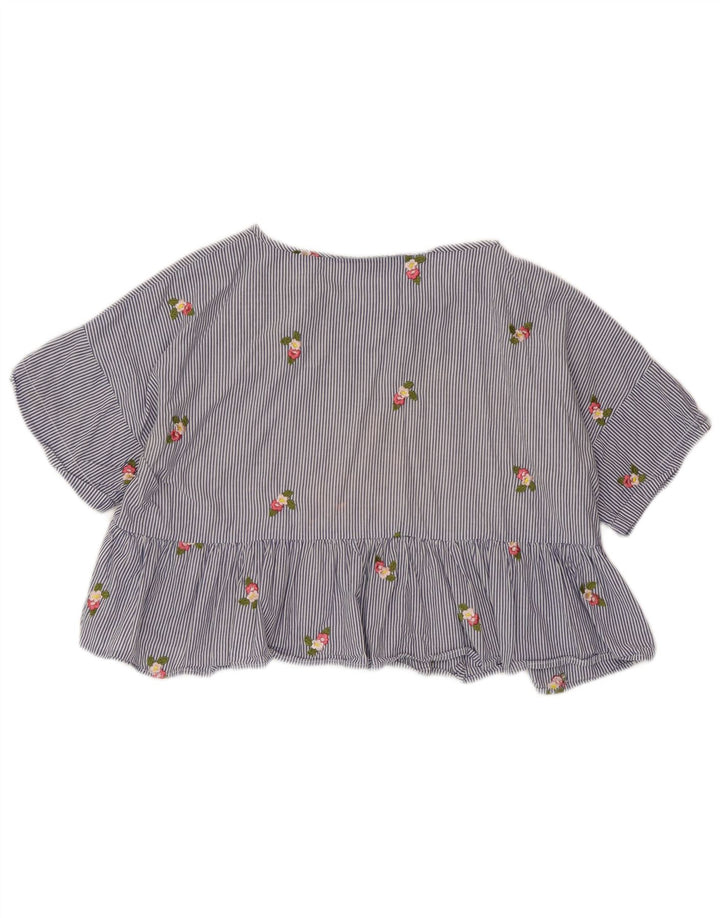 ZARA ženski gornji dio kratke bluze UK 14 srednje plave pruge