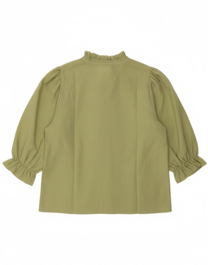 Vintage gornji dio ženske bluze s prednjim rubovima 3/4 rukava EU 40 srednje boje kaki srca