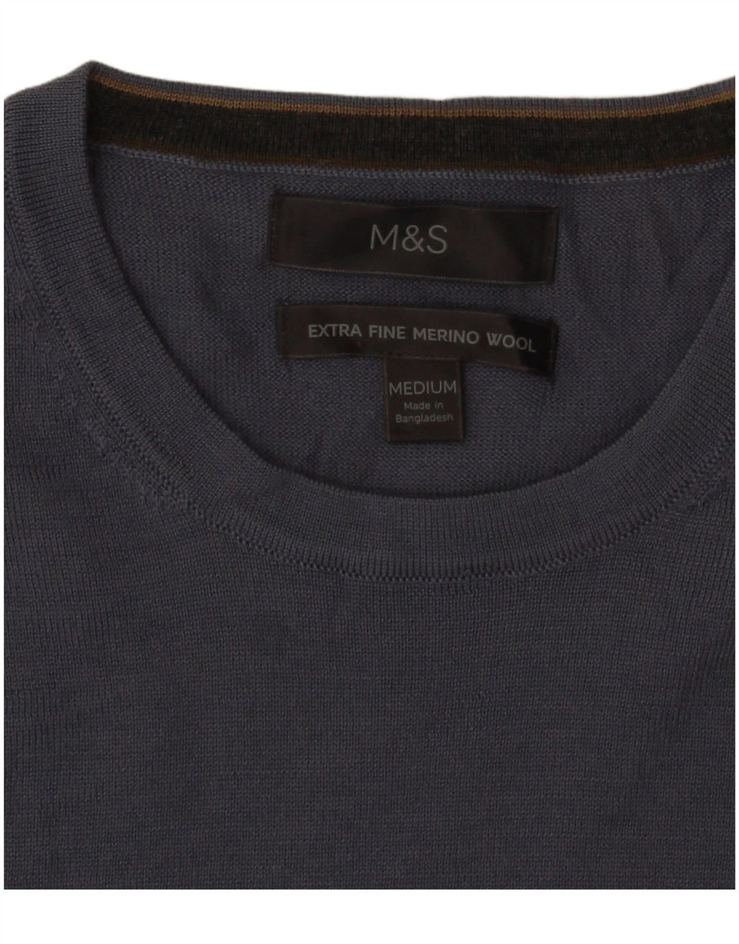 Marks & Spencer muški džemper s okruglim izrezom srednje plave vune