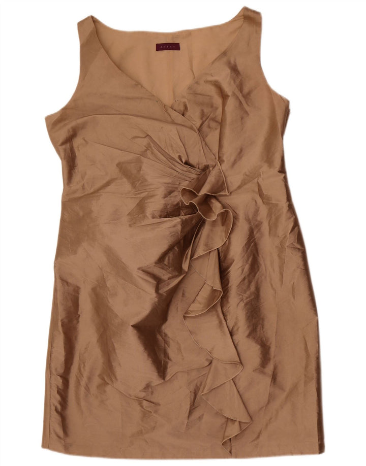 Debitantska ženska plašt haljina bez rukava s volanima UK 18 XL smeđa poliester