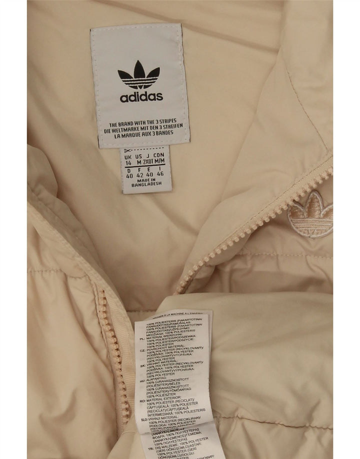 Adidas ženska podstavljena jakna s kapuljačom UK 14 srednje bijele boje od poliestera