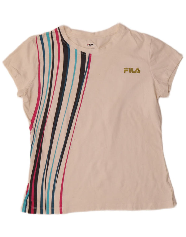 Fila ženska majica kratkih rukava UK 14 Large off white prugasti pamuk