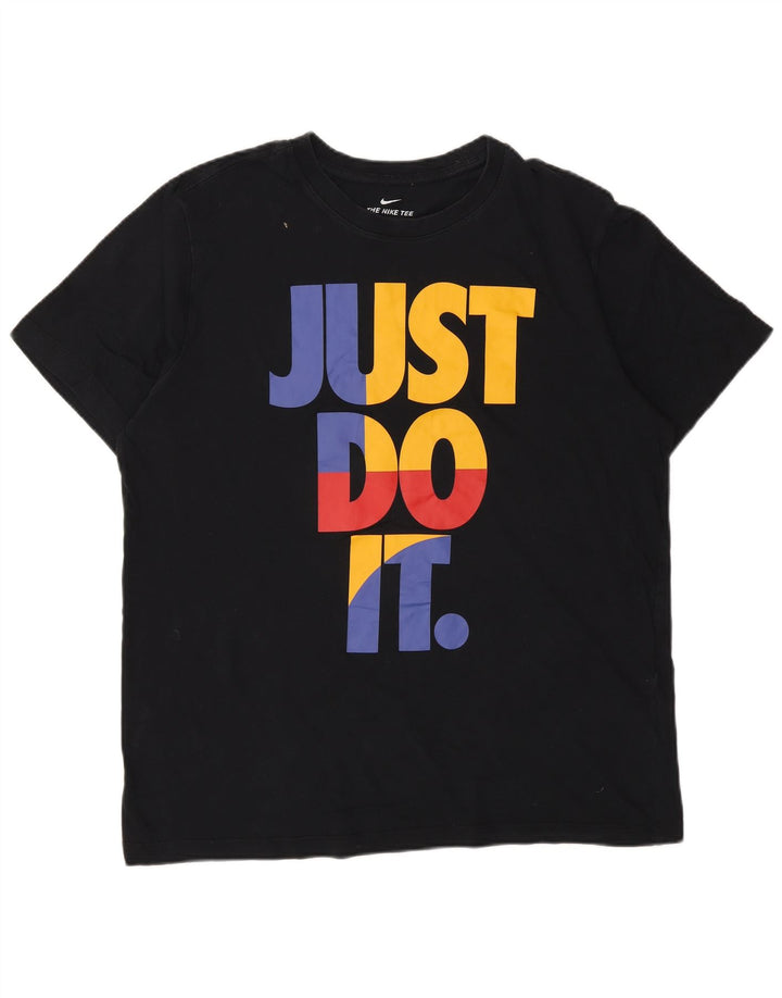 Velika crna pamučna majica Nike s grafičkim motivima
