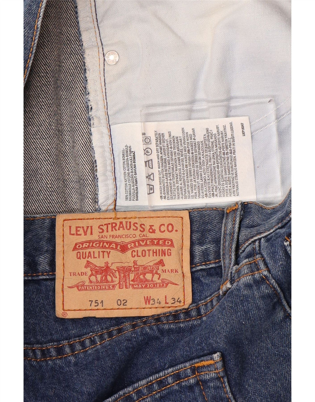 LEVI'S muške 751 ravne traperice W34 L29 plavi pamuk